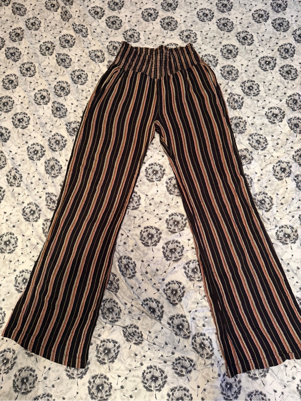 Billabong Black Wide-Leg Striped Pull-On Pants